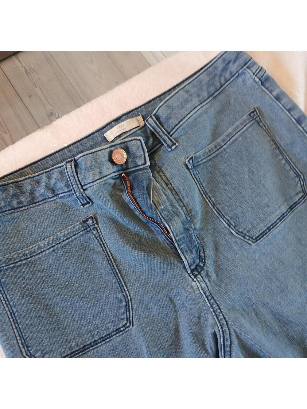 LC Lauren Conrad Light Blue High-Waist Patch Pocket Jeans